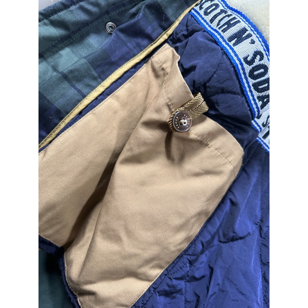 Scotch & Soda Parka Jacket Mens Large Blue Green Plaid Sherpa Lined Travel Light - Picture 10 of 16